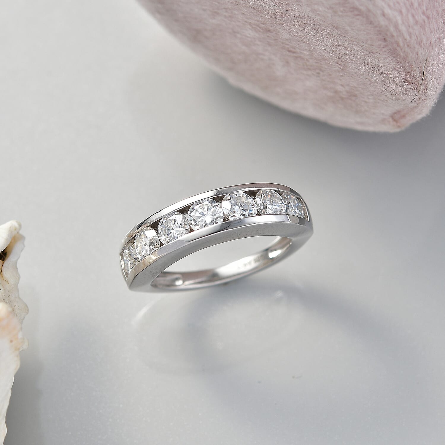 DOD- D'Joy Moissanite Band Ring in Platinum Overlay Sterling Silver 1.70 Ct.